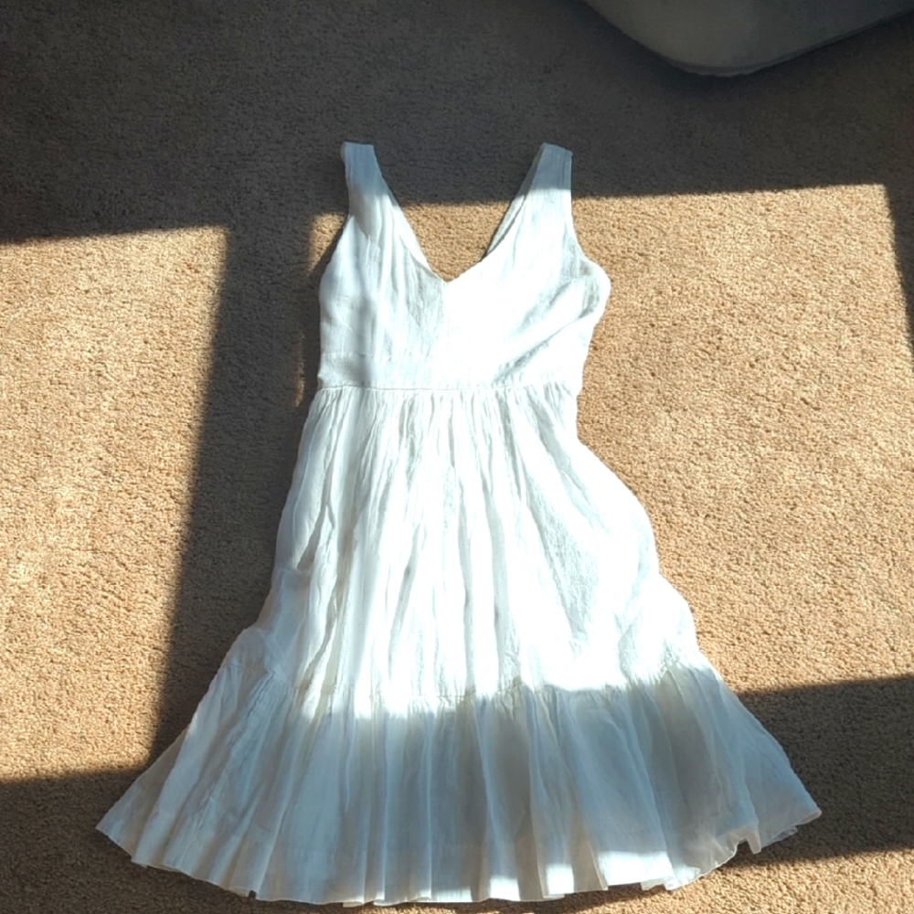 Ann Taylor Elegant White Sleeveless Dress Cotton